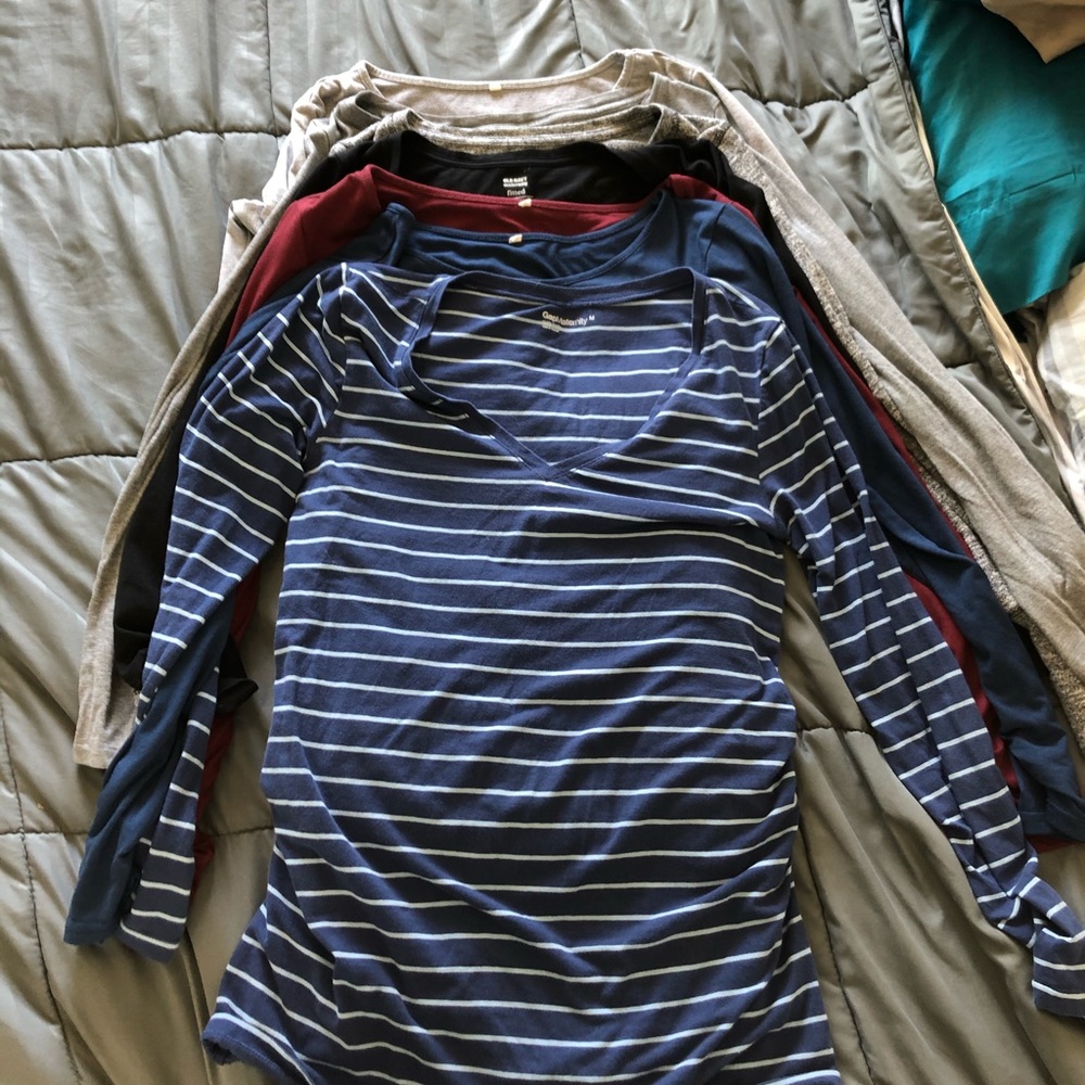 Lot of 7 long sleeve maternity shirts